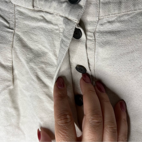 Mara Hoffman Jade High Rise Linen Cotton Button Fly Cream Cropped Pants - Picture 7 of 14